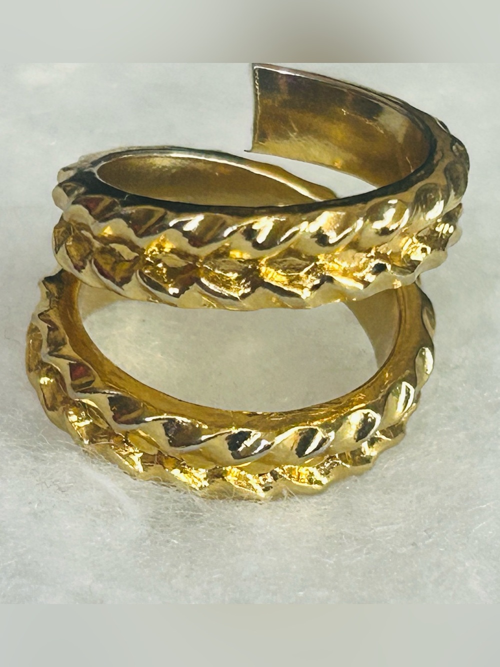 Vintage Textured Gold Tone Wrap Ring (c. 1978–1982)